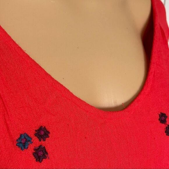 Free People Women’s Oxford Embroidered Mini Dress Red Combo Size Small - Picture 10 of 16